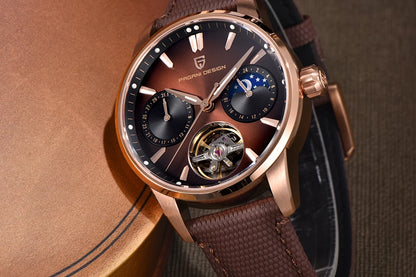 PAGANI DESIGN 41mm Men’s Luxury Mechanical Watch  Sapphire Crystal, Leather Strap & Waterproof