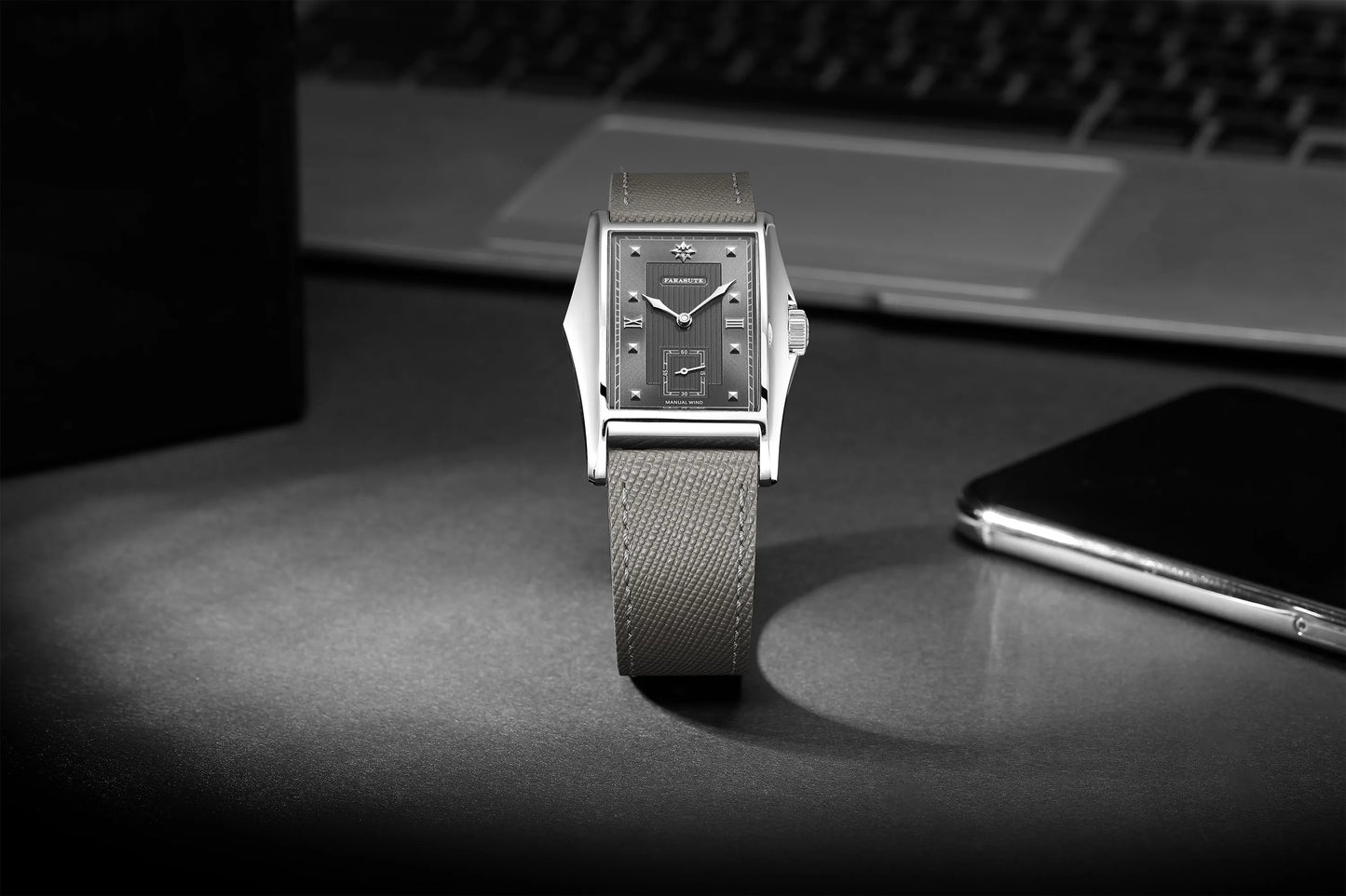 FARASUTE Creative Manual Square Customized Mechanical Movement Watch Men Luxury Sapphire Glass Small Second Wristwatches reloj