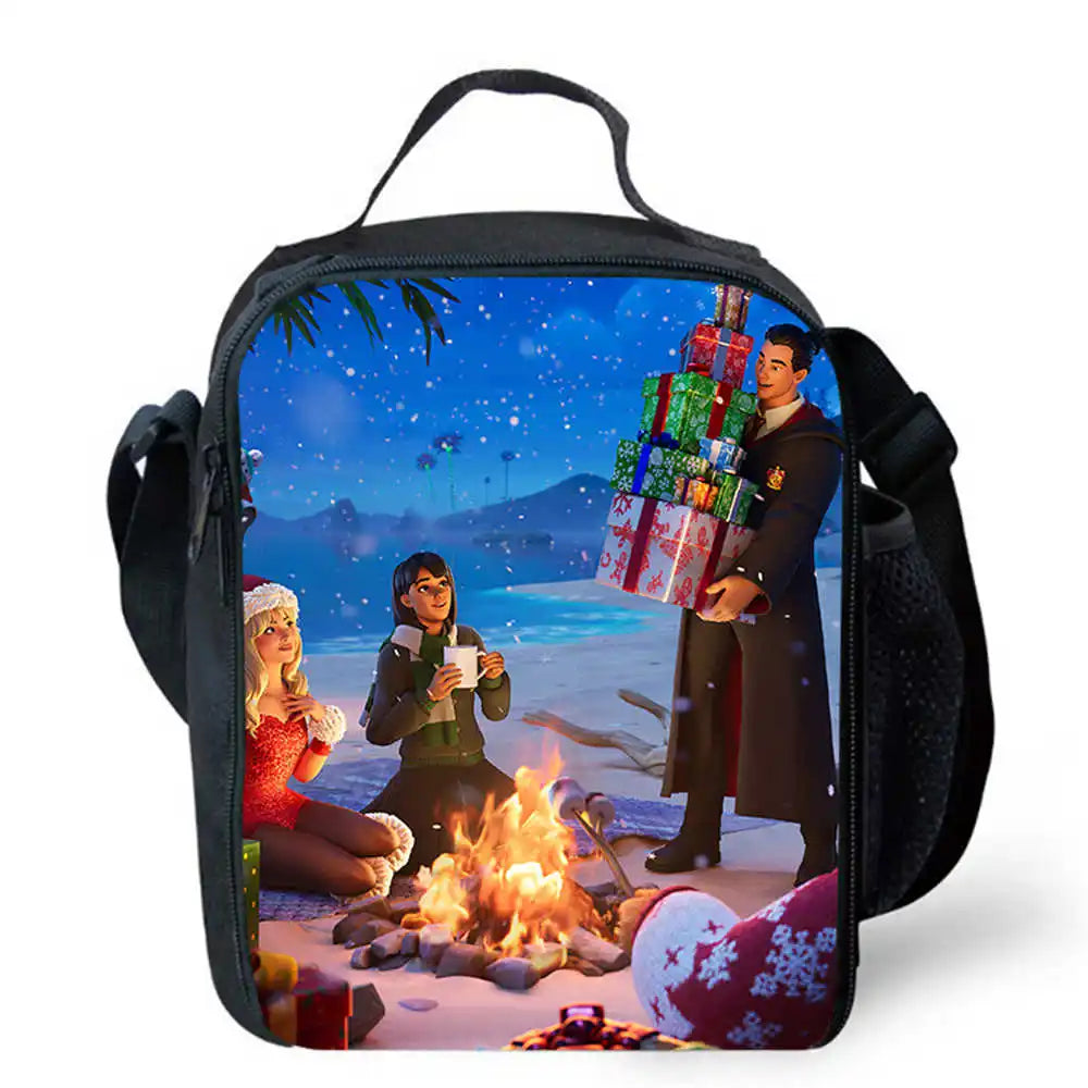 Lunch Bags for Children,Cartoon Fort-nite School Picnic Bags for Girls Boys,Kids Insulated Cooler Lunch Bags Portable Lightweigh