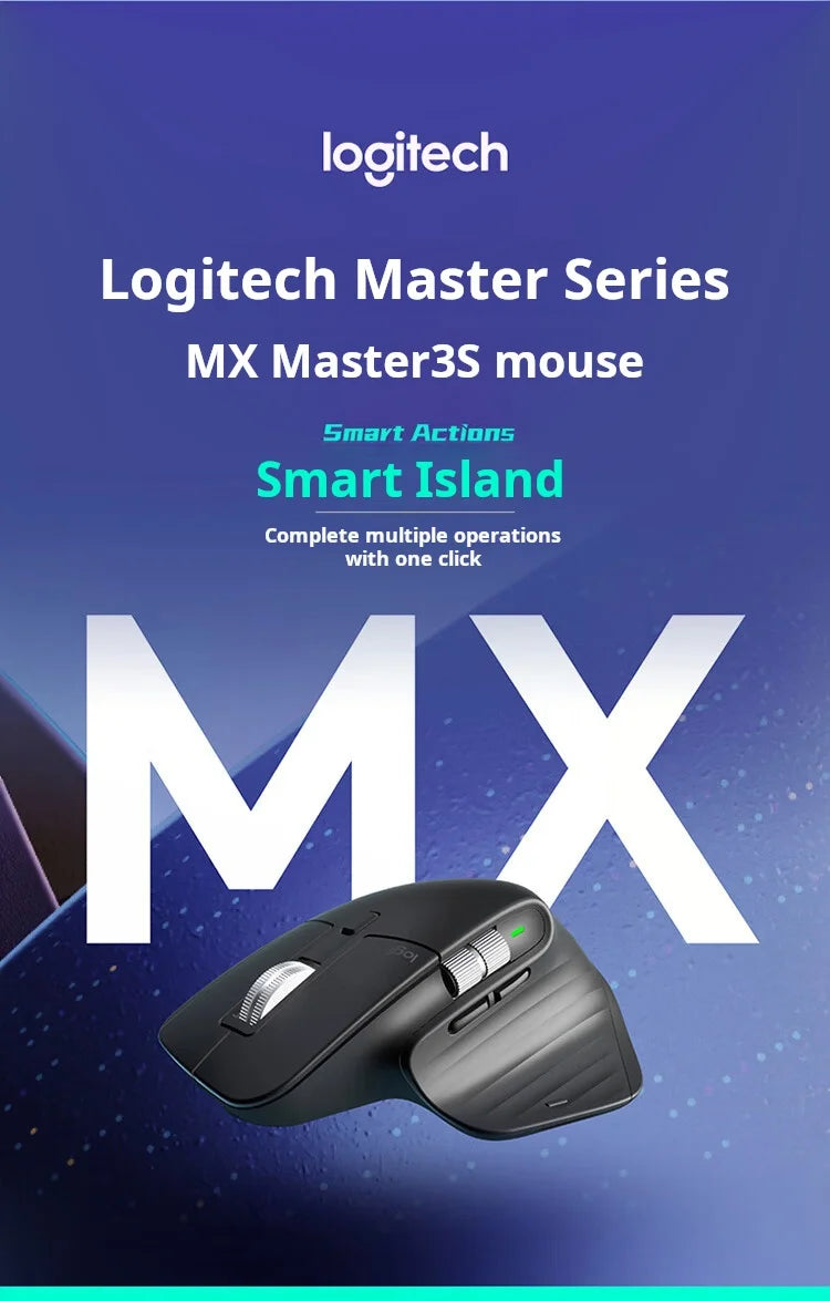 Mouse Logitech MX Master 3S wireless Bluetooth Softtone per ufficio, mouse ergonomico professionale per ufficio