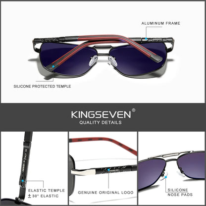 KINGSEVEN 2023 Aluminum Pilot HD Polarized Sunglasses Men Women Fashion Frame Male Sun Glasses For Driving UV400 Mirror