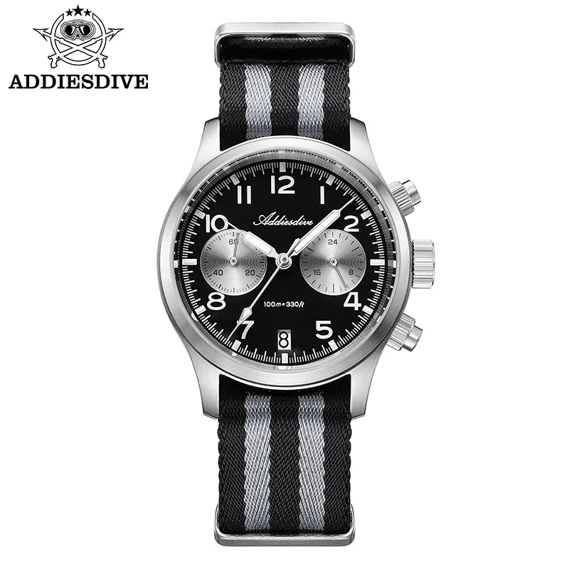 Orologio da uomo ADDIESDIVE 2025 New Panda Eye, retrò di lusso, quarzo VK64, cronografo sportivo, impermeabile 100M, luminoso