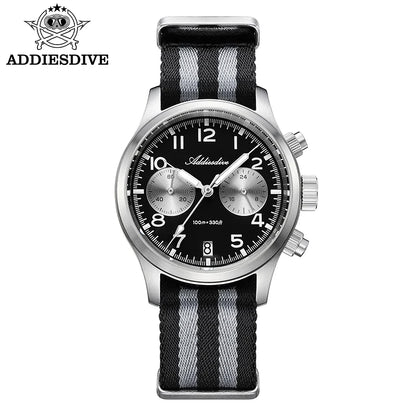 Orologio da uomo ADDIESDIVE 2025 New Panda Eye, retrò di lusso, quarzo VK64, cronografo sportivo, impermeabile 100M, luminoso