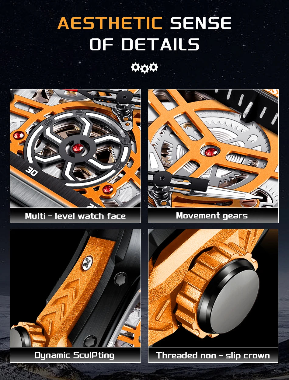 LIGE New Watches Mens Skeleton Mechanical Automatic Watch Top Brand Luxury Luminous 30M Waterproof Watch For Men reloj hombre