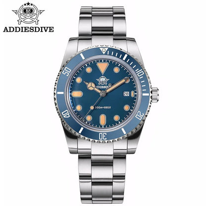 ADDIESDIVE Men’s Luxury Diver Watch Luminous Dial, Ceramic Bezel, Stainless Steel & 20 Bar Water Resistant