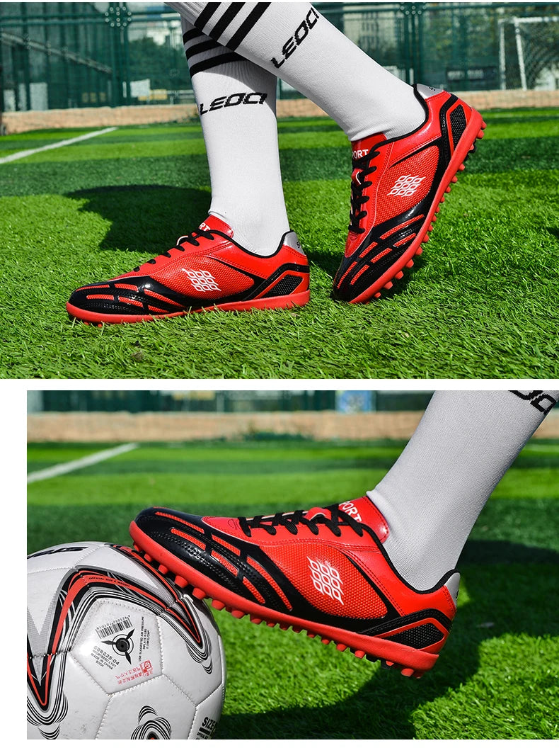 Chaussures de Football pour hommes, bottes de Football sur gazon, clous de sol fermes, baskets antidérapantes pour garçons, baskets originales d'entraînement sur le terrain en plein air