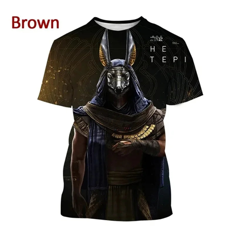 T-Shirts mit dem Sensenmann Anubis – 3D-gedrucktes T-Shirt mit altägyptischem Gott – Auge Ägyptens – Pharao – Harajuku-Mode – Kurzarm-T-Shirt