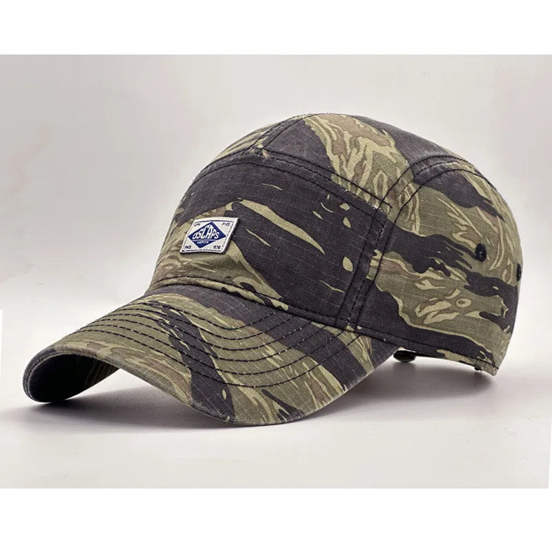 Arbejdstøj-inspireret camouflage-baseballkasket med kort skygge til mænd og kvinder, trendy unisex-solhat til udendørs brug