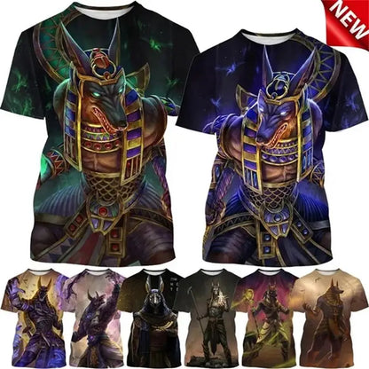 T-Shirts mit dem Sensenmann Anubis – 3D-gedrucktes T-Shirt mit altägyptischem Gott – Auge Ägyptens – Pharao – Harajuku-Mode – Kurzarm-T-Shirt