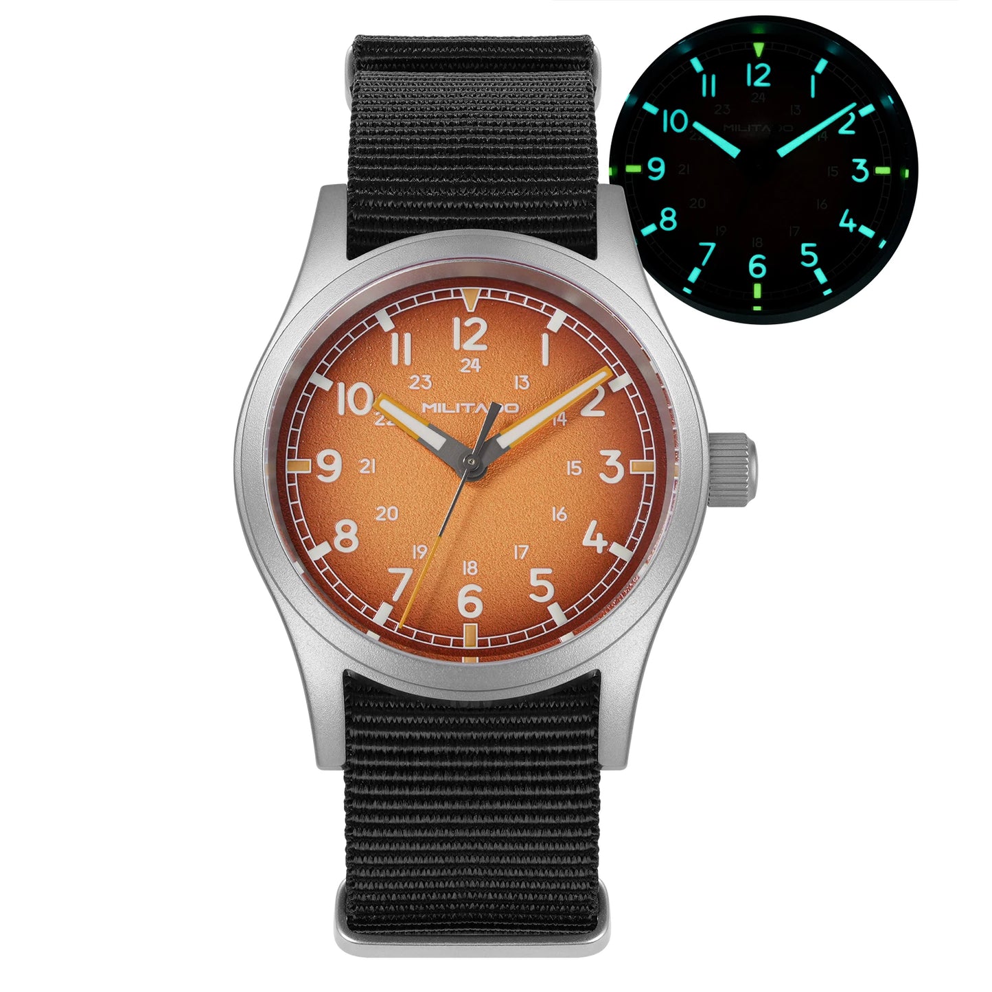 ML24 Field Watch Mens 38mm Vintage Military Style VH31 Sweep Quartz Domed Sapphire Super C3 Lume 316L Steel 100M