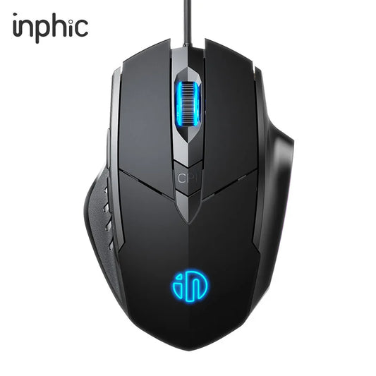 Drátová myš Inphic W1 – e-sportovní herní myš, tichá kancelářská myš, volitelně se třemi nebo šesti tlačítky