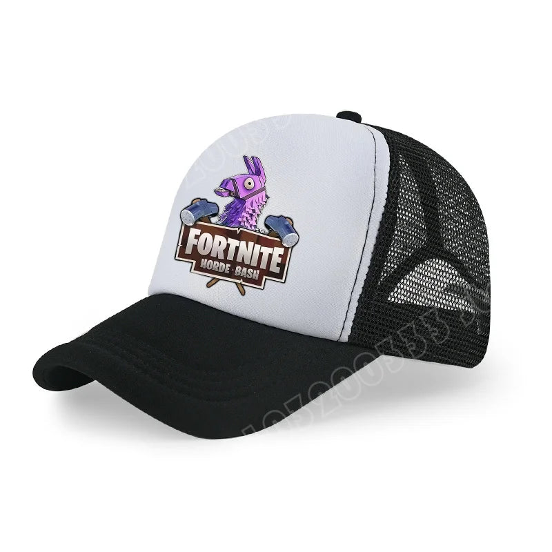 Boné de Basebol Fortnite com Estampa Cartoon do Jogo para Crianças, Boné de Verão em Malha Respirável, Boné Ajustável com Pala, Presente de Aniversário para Crianças