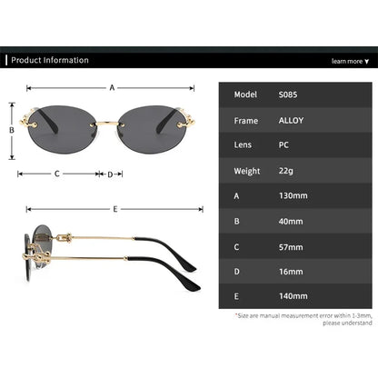 Oval Rimless Sunglasses High-End Casual and Luxurious Women's Borderless Sun Glasses Fashion and Personalized Sunglasses