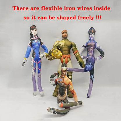 26cm Anime- und Gaming-Plüschfigur mit flexiblem Drahtkörper in verschiedenen Posen – Overwatch D.Va / Doomfist / Genji / Widowmaker, Plüschpuppe