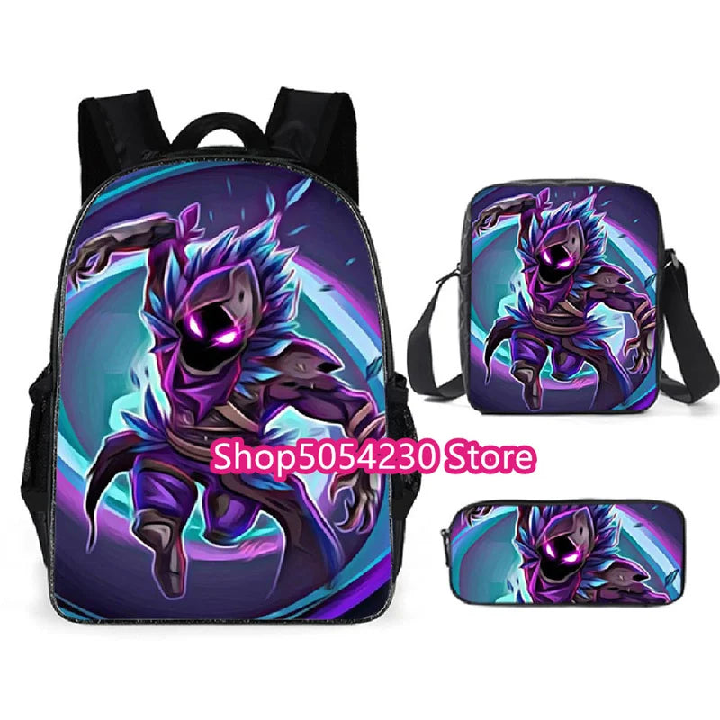 Fortnited 3PCS Backpack for Boys Victory Game 16 Inch Water Resistant Preschool Knapsack Cool Elementary School Backpacks