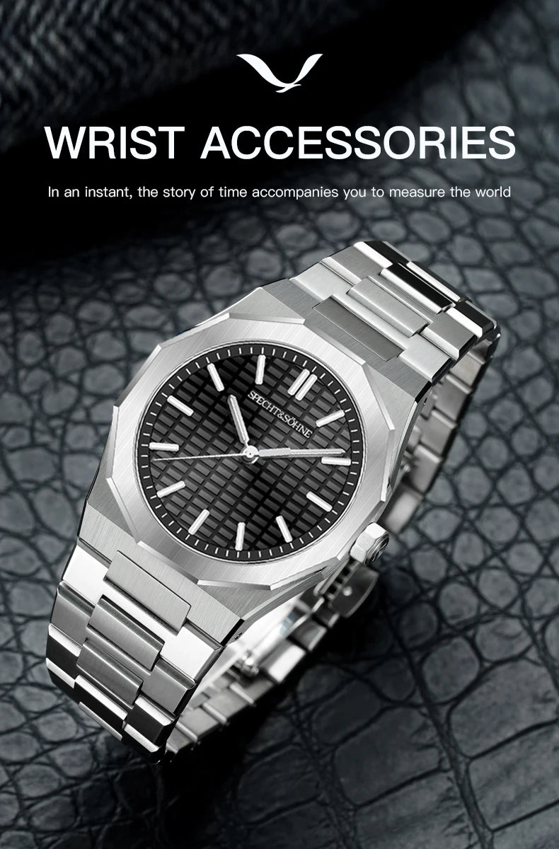 New 2026 Fashion Rare Specht & Söhne Men's Watch Ultrathin 38MM Steel Sapphire Crystal VH31 Quartz Wristwatch Relogio Masculino