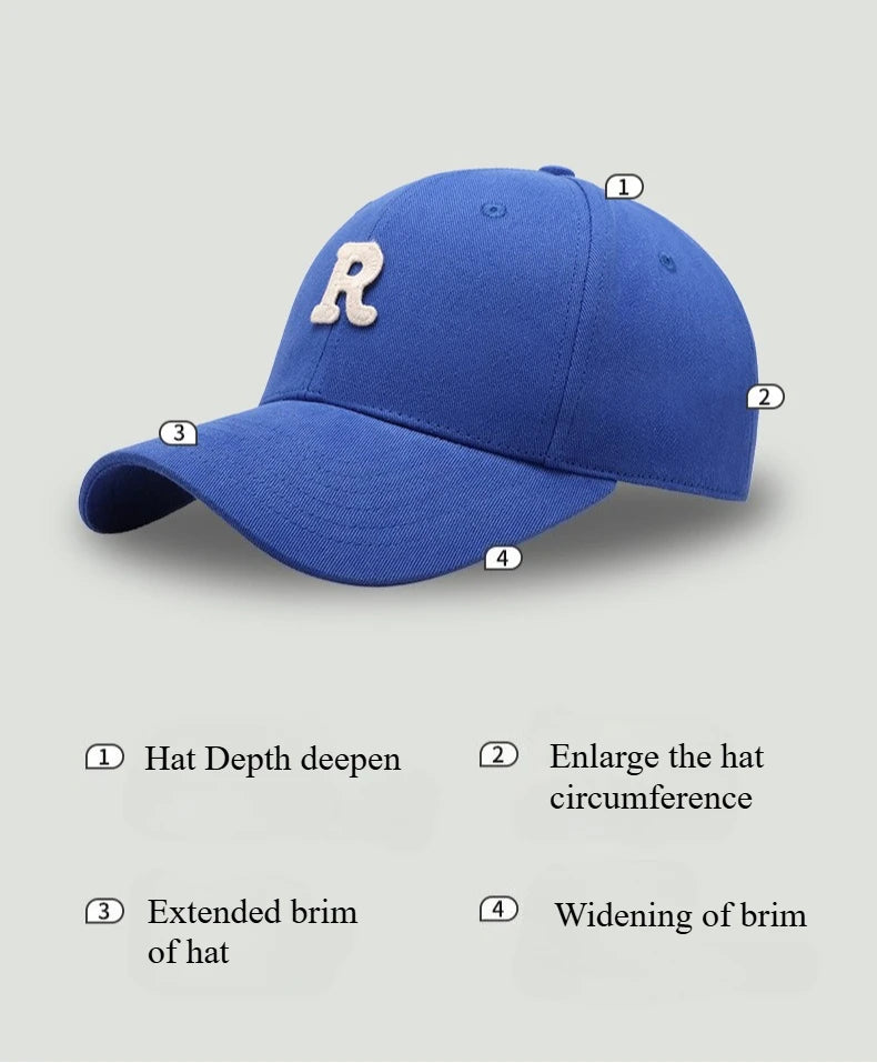 New model Big Head Baseball Cap for Men Cotton Outdoor Sport Snap Back Cap Dad Hats R Lette Large Size Deepen Trucker Cap
