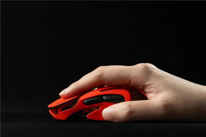 Mouse de gaming wireless Angry Miao Infinity, metalic, ultraușor, cu carcasă perforată, hot-swappable, PAW3950, Dual 8K, cu fir, tri-mode, portocaliu