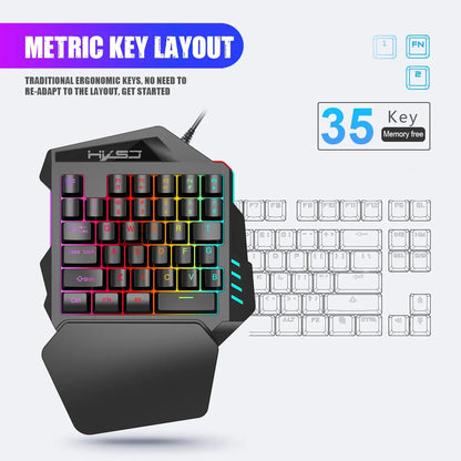 Wired Backlight Keyboard Mouse Set One-handed Professional Gaming Keyboard Mini Portable Game Mouse for Battle Royale Game