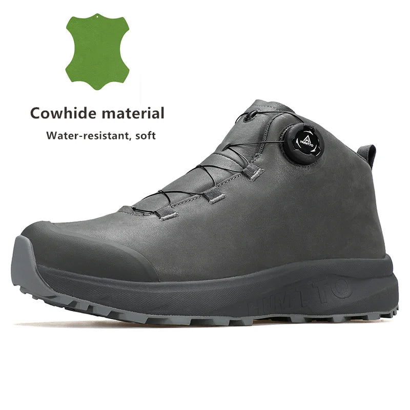 HUMTTO Leather Shoes for Men Winter Camping Outdoor Men's Sports Shoes Breathable Trekking Boots Man Non-slip Hiking Sneakers