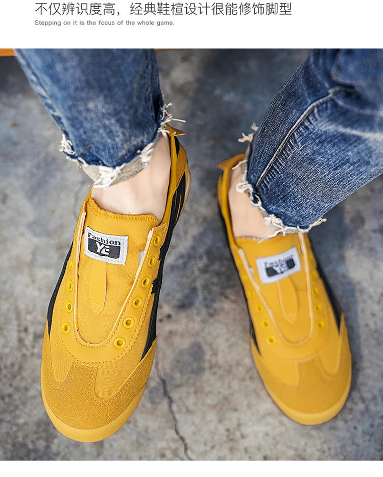Men's Classic Running Shoes Lace Up Flat Bottom Sports Shoes Soft Sole Walking Gym Breathable Couple Casual Canvas Tennis Shoes