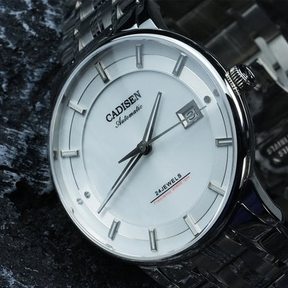 CADISEN Ultra-thin Mechanical Wristwatch Japan MIYOTA 9015 Top Brand Luxury Single-dome Sapphire Crystal Automatic Watch Man