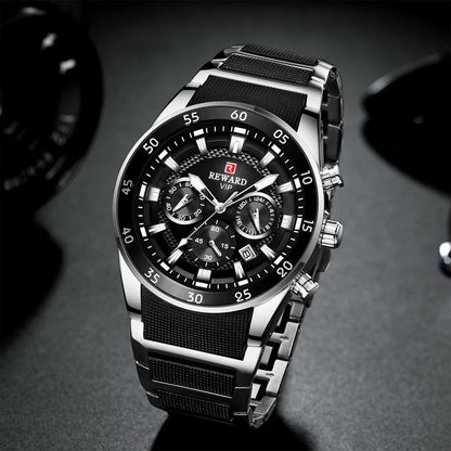 REWARD Men's Watches 81011M Sports Silicone Quartz Men's Watch Waterproof Calendar Chronograph Luminous Watches Men