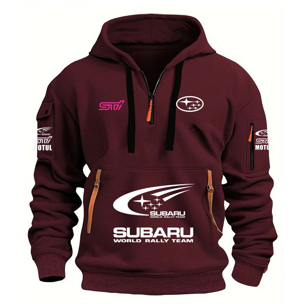 2026 New SUBARU Racing European Size Autumn/Winter Men's Hooded Kangaroo Pocket Sports Fleece Hoodie Top Coat