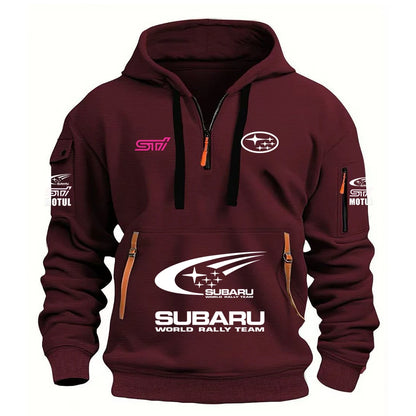 2026 New SUBARU Racing European Size Autumn/Winter Men's Hooded Kangaroo Pocket Sports Fleece Hoodie Top Coat