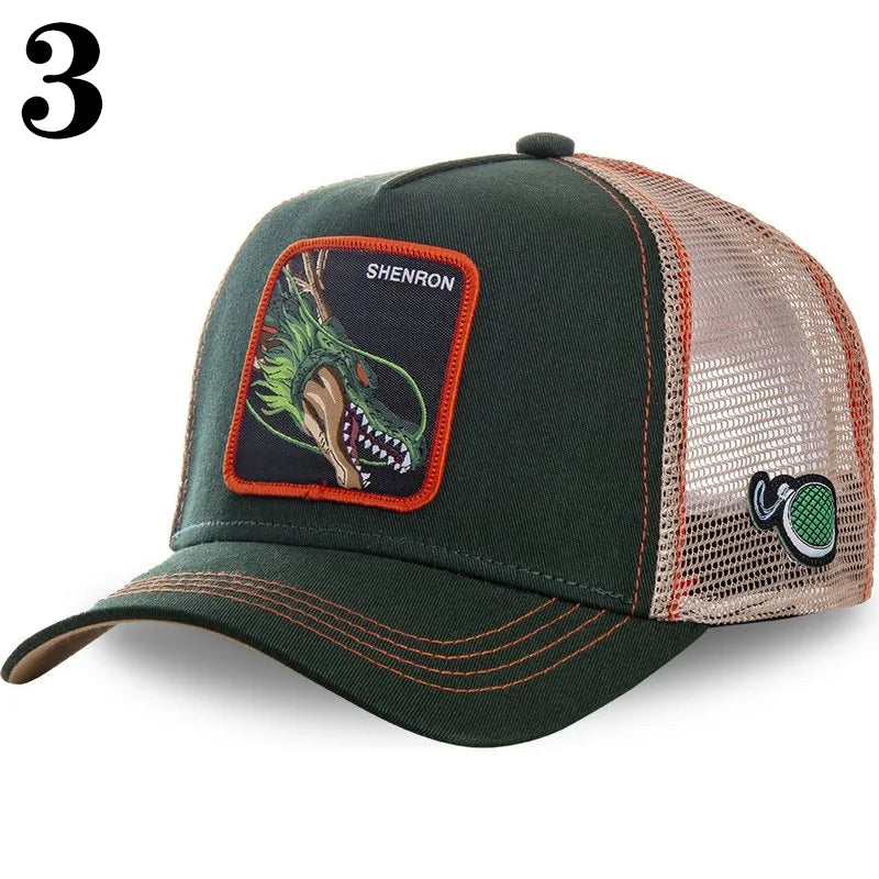 Casquette de baseball imprimée à l'effigie d'un personnage de l'anime Dragon Ball pour hommes et femmes – Casquette hip-hop – Casquette en maille pour camionneur – Protection solaire d'été pour les activités en plein air