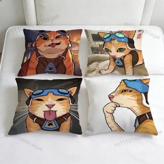 Jetpack Cat O-Overwatch Game Square Pillow Case Soft Decorative Throw Pillow Cover for Home Sofa Bed