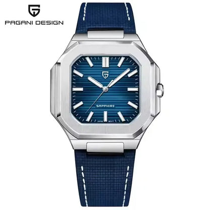 Nuovo orologio di lusso quadrato PAGANI DESIGN 2026 da uomo al quarzo, vetro zaffiro AR, movimento giapponese, luminoso, in acciaio 316L all steel