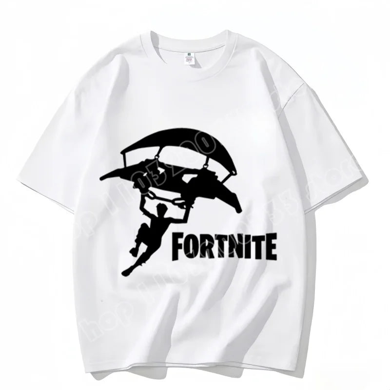 Fortnite Rundhals-T-Shirt für Erwachsene, unisex, Gaming-Dance-Mode, neu, aus reiner Baumwolle, kurzärmeliges Oberteil, perfekt für Freizeit und Urlaub