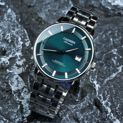 CADISEN Ultra-thin Mechanical Wristwatch Japan MIYOTA 9015 Top Brand Luxury Single-dome Sapphire Crystal Automatic Watch Man