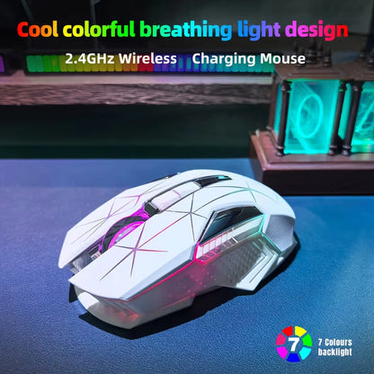 Wireless Gaming Mouse 2.4G Colorful Breathing Light Instant Response No Tangled Cables Work with Gaming Switch