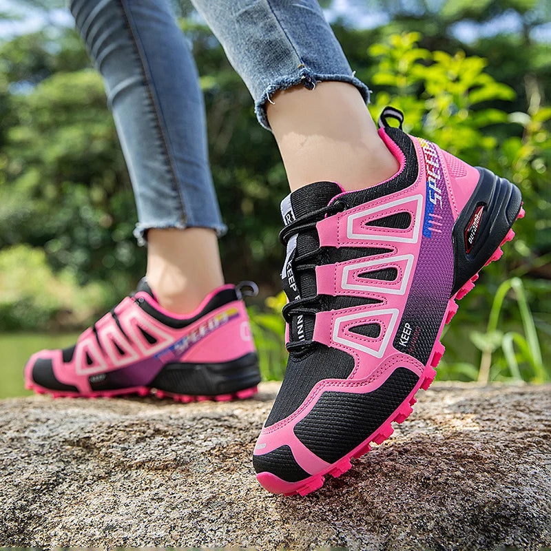 Scarpe da trekking da donna per attività outdoor, scarpe sportive da escursionismo, scarpe tattiche da caccia antiscivolo, scarpe da arrampicata traspiranti con lacci, ciclismo