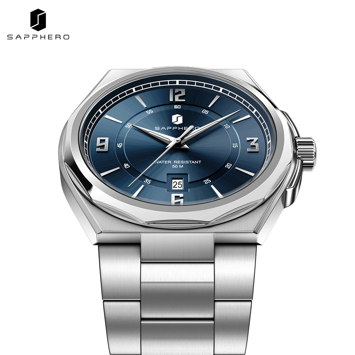 SAPPHERO Luxury Men's Watches Date Display Stainless Steel Watch Strap Men's Gifts Travel Essentials Waterproof Wristwatch