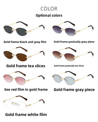 Frameless Ellipse Sunglasses, UV400 Protection Lightweight Design, Fashionable for Daily Wear & Outdoor