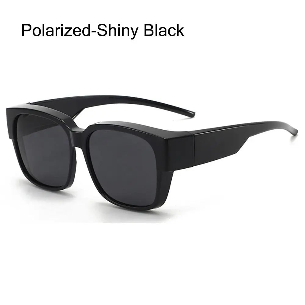 Polarized Fit Over Glasses Sunglasses for Women Men, Trendy Square Wrap Around Shades for Driving Riding, UV Protection