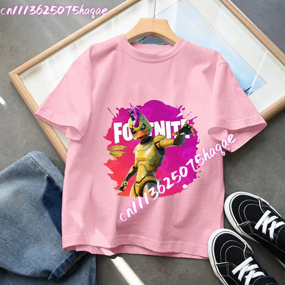 Fortnites Series Summer-børnetøj, hot game T-shirt til drenge og piger, tegneserieprint, kortærmede toppe til børn, sjove fødselsdagsgaver