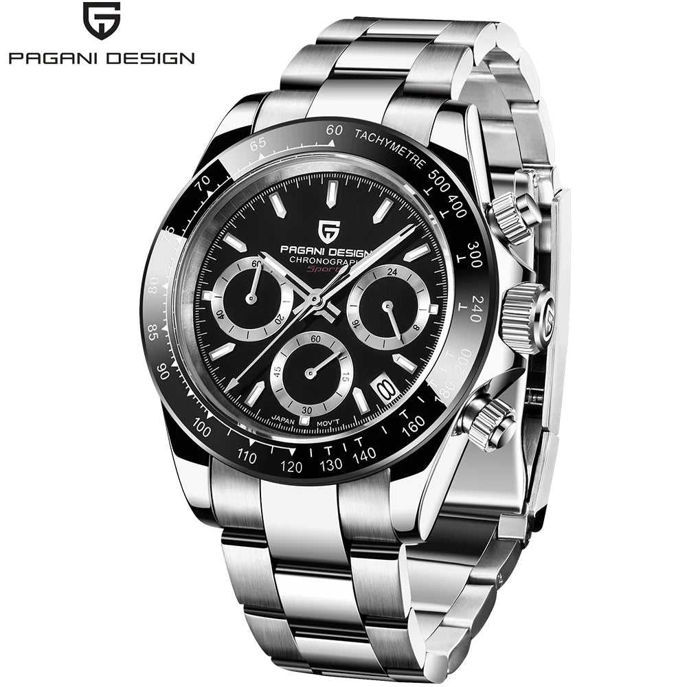 montre chronographe pour homme PAGANI DESIGN– Montre-bracelet à quartz de luxe, lumineuse et étanche.