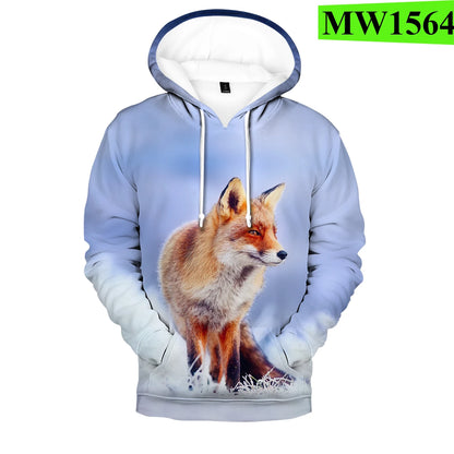 Sudaderas con capucha y sudaderas casuales con estampado 3D de zorro, cómodas y originales, estilo hip hop popular, para hombre/mujer y adulto/niño