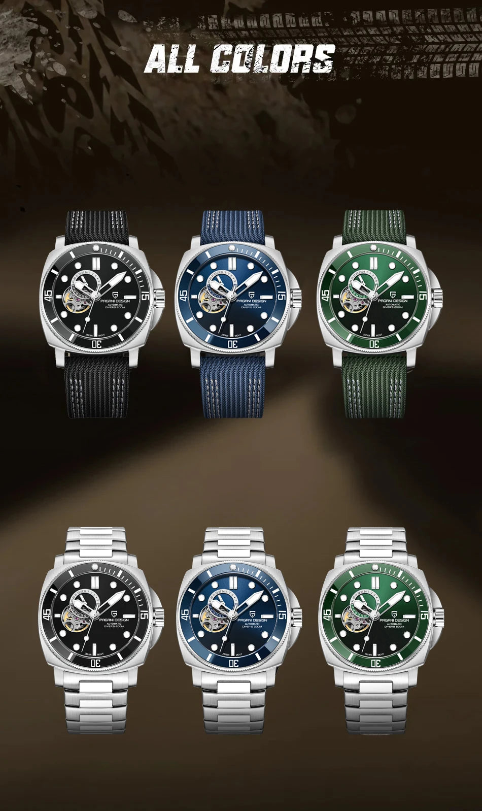 PD1736 PAGANI DESIGN 2025 Men Automatic Mechanical Watches Casual Fashion Sapphire Stainless Steel Diving TMI NH39 Men's Watch