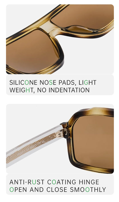 Classic Oversized Square Sunglasses Men 2026 Luxury Brand Trendy Metal Big Frame Goggles Eyewear Stylish Sun Glasses For Ladies