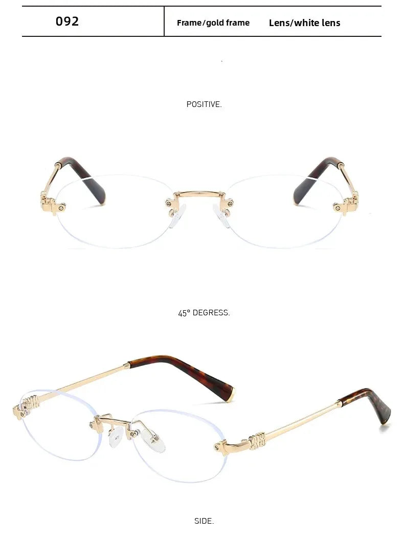 Frameless Ellipse Sunglasses, UV400 Protection Lightweight Design, Fashionable for Daily Wear & Outdoor