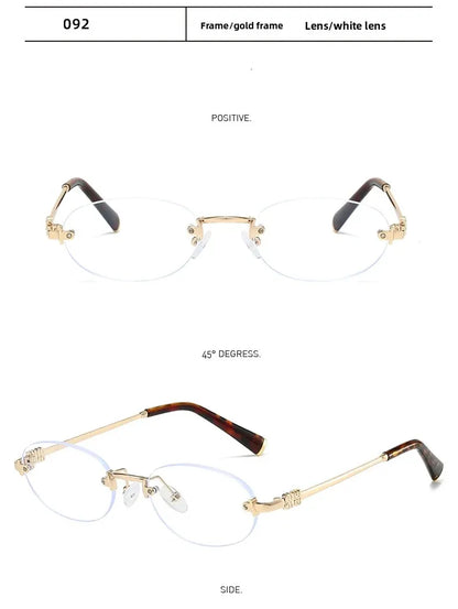 Frameless Ellipse Sunglasses, UV400 Protection Lightweight Design, Fashionable for Daily Wear & Outdoor