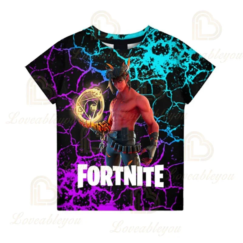 Fortnite „Victory Royale Ninja Fashion“ 3D marškinėliai vaikams, vasariniai trumpomis rankovėmis, su animaciniu raštu, kūdikių drabužiai, vaikiški marškinėliai