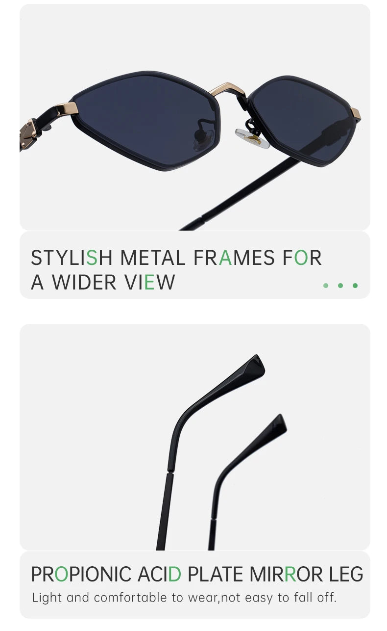 Small Frame Hexagon Punk Sunglasses Women 2026 Luxury Brand Polygon Sun Glasses For Ladies Classic Shades Cat Eye Eyewear