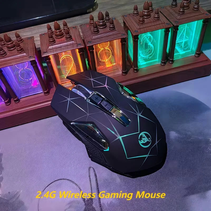 Wireless Gaming Mouse 2.4G Colorful Breathing Light Instant Response No Tangled Cables Work with Gaming Switch