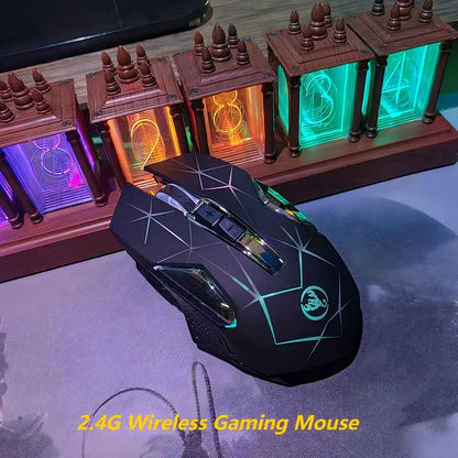Wireless Gaming Mouse 2.4G Colorful Breathing Light Instant Response No Tangled Cables Work with Gaming Switch